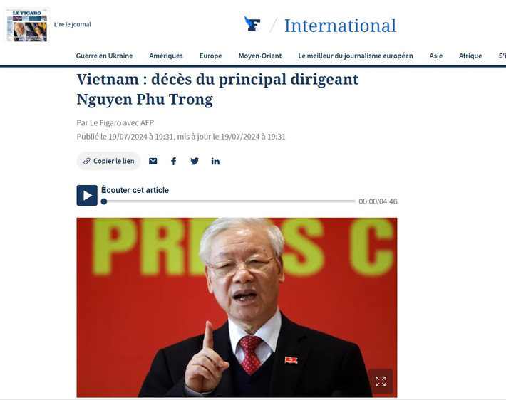 Bài viết về Tổng Bí thư trên tờ Le Figaro Báo chí Pháp: Nhà lãnh đạo kiệt xuất của Việt Nam - Nguyễn Phú Trọng qua đời -0