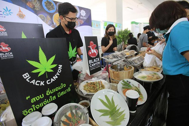 Một nhà hàng ở Thái Lan bán các món trong thực đơn có sử dụng lá cần sa. Ảnh: Bangkok Post Một nhà hàng ở Thái Lan bán các món trong thực đơn có sử dụng lá cần sa. Ảnh Bangkok Post