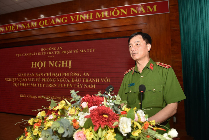 Thứ trưởng Bộ Công an, Trung tướng Nguyễn Duy Ngọc phát biểu chỉ đạo tại Hội nghị Tăng cường phòng ngừa, đấu tranh với tội phạm ma túy trên tuyến biên giới Tây Nam -0