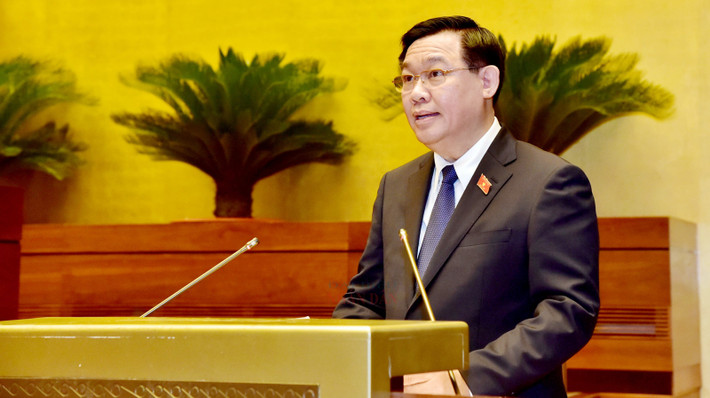 Trong bài phát biểu khai mạc Kỳ họp thứ Ba, Chủ tịch Quốc hội Vương Đình Huệ đề nghị các đại biểu đánh giá thực chất tình hình dự toán, chấp hành và quyết toán ngân sách. Ảnh: Lâm Hiển Quyết toán ngân sách không phải là “việc đã rồi”! -0
