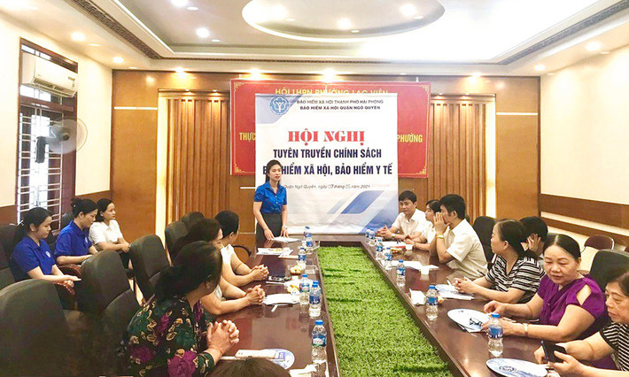 BHXH quận Ngô Quyền đẩy mạnh các hoạt động tuyên truyền. Ảnh: BH Đẩy mạnh công tác phối hợp tuyên truyền chính sách BHXH, BHYT -0