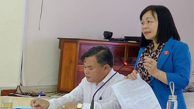 Phó Chủ nhiệm Ủy ban Văn hóa, Giáo dục Nguyễn Thị Mai Hoa - Trưởng đoàn khảo sát phát biểu tại cuộc làm việc Đề nghị xem xét lại tuổi nghỉ hưu của giáo viên -0