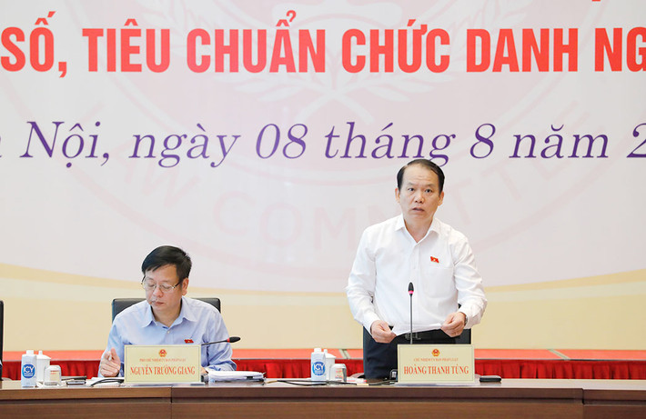 Chủ nhiệm Ủy ban Pháp luật Hoàng Thanh Tùng phát biểu. Ảnh: Hồ Long Chưa đồng bộ về tiêu chuẩn bổ nhiệm viên chức quản lý giữa các địa phương -0