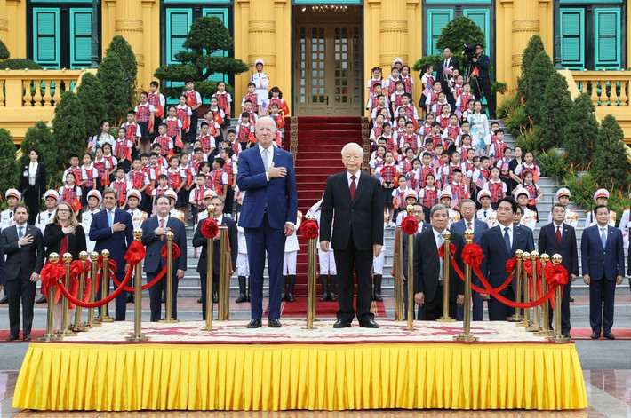 Tổng Bí thư Nguyễn Phú Trọng chủ trì Lễ đón chính thức Tổng thống Hoa Kỳ Joe Biden thăm cấp Nhà nước tới Việt Nam vào tháng 9.2023. Ảnh: Trí Dũng Tổng Bí thư Nguyễn Phú Trọng - Nhà ngoại giao xuất sắc mang tầm vóc quốc tế -0