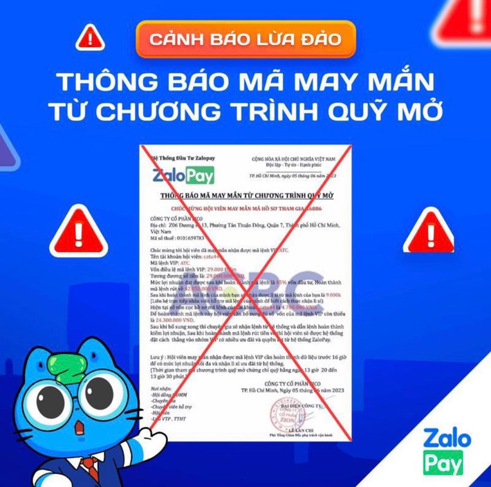Các đối tượng sử dụng thủ đoạn lừa đảo tinh vi, mạo danh chữ ký, giả mạo thông tin các ngân hàng. (Nguồn: ZaloPay) z4445807207243_3a5eb769c77d9bb1b2e49808c2d1efd3.jpg -0