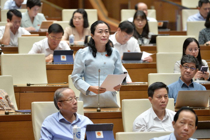 ĐBQH Trần Thị Hoa Ry (Bạc Liêu) phát biểu. Ảnh: Hồ Long Nhân dân là chủ thể sáng tạo, cộng đồng doanh nghiệp, tổ chức kinh tế là bệ đỡ -0