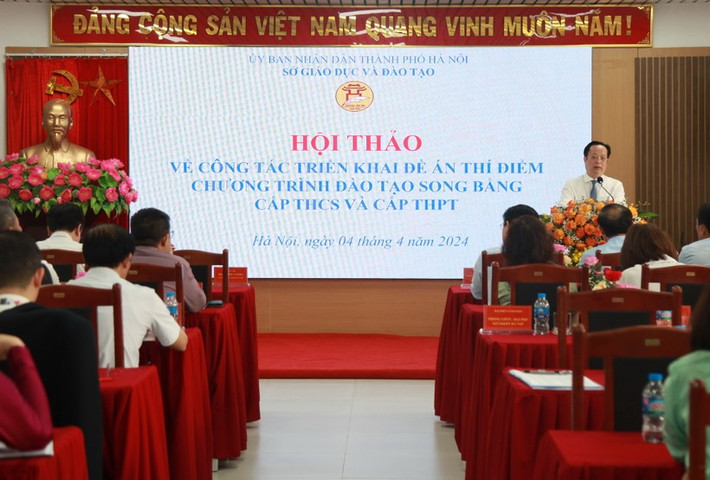 Giám đốc Sở Giáo dục và Đào tạo Hà Nội Trần Thế Cương chia sẻ tại Hội thảo Đề xuất Hà Nội tiếp tục thực hiện và mở rộng chương trình đào tạo song bằng -0