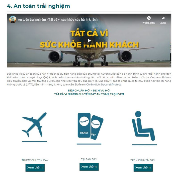 Chuyên trang An toàn trải nghiệm cung cấp các thông tin mới nhất về phòng dịch khi bay cùng Vietnam Airline Chuyên trang An toàn trải nghiệm cung cấp các thông tin mới nhất về phòng dịch khi bay cùng Vietnam Airline
