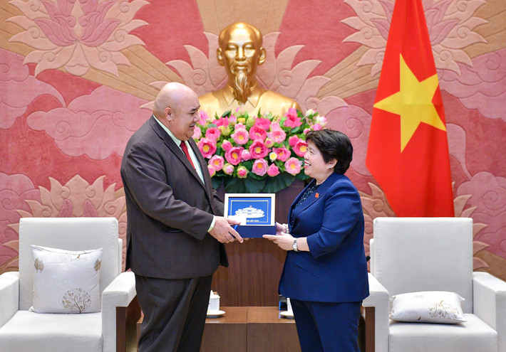 Chủ nhiệm Ủy ban Xã hội Nguyễn Thúy Anh tiếp Giám đốc WHO khu vực Tây Thái Bình Dương ảnh 4 Chủ nhiệm Ủy ban Xã hội Nguyễn Thúy Anh tặng quà lưu niệm cho Giám đốc WHO khu vực Tây Thái Bình Dương