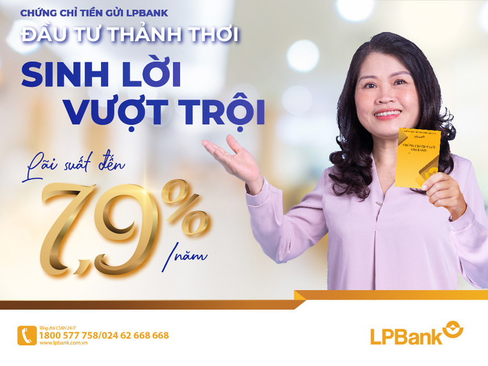 LPBank phát hành 3.000 tỷ đồng Chứng chỉ tiền gửi với lãi suất lên đến 7,9%/năm. Ảnh: LPBank LPBank phát hành 3.000 tỷ đồng Chứng chỉ tiền gửi với lãi suất lên đến 7,9%/năm -0