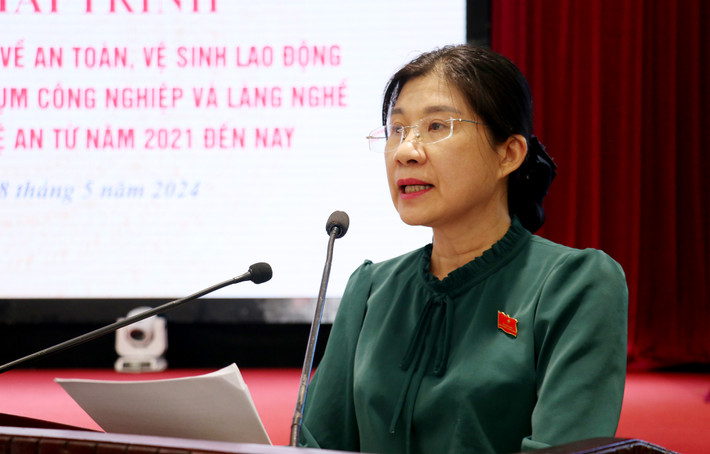 Trưởng Ban Dân tộc HĐND tỉnh Nghệ An Lô Thị Kim Ngân phát biểu Nghệ An: Có giải pháp quyết liệt để khắc phục những hạn chế trong việc chấp hành pháp luật về an toàn, vệ sinh lao động -0