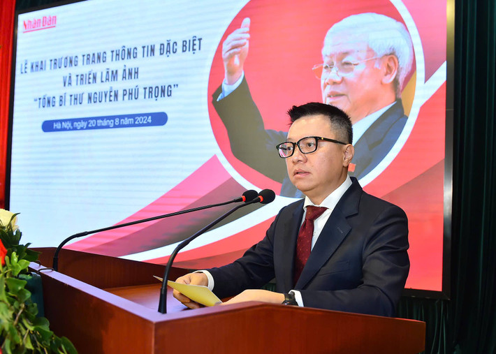 Tổng Biên tập Báo Nhân Dân Lê Quốc Minh phát biểu. Ảnh: Quang Khánh Khai trương Trang thông tin đặc biệt