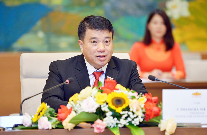 Chủ tịch Hội đồng Dân tộc Y Thanh Hà Niê K’đăm phát biểu Chủ tịch Hội đồng Dân tộc Y Thanh Hà Niê K’đăm hội đàm với Đoàn Ủy ban Dân tộc Quốc hội Lào -0
