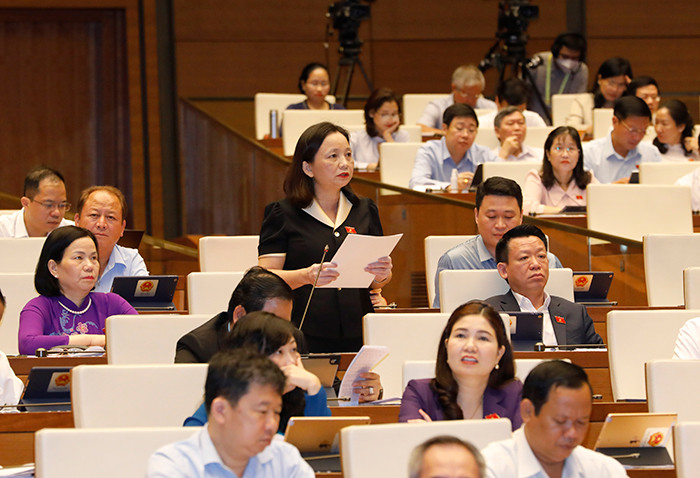 ĐBQH Cầm Thị Mẫn (Thanh Hóa) phát biểu. Ảnh: Hồ Long Quốc hội thảo luận về kết quả thực hiện kế hoạch phát triển kinh tế - xã hội -0