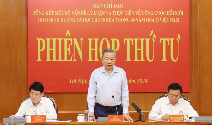Tổng Bí thư, Chủ tịch nước Tô Lâm phát biểu khai mạc Phiên họp. Ảnh: Trí Dũng/TTXVN Tổng Bí thư, Chủ tịch nước Tô Lâm chủ trì Phiên họp Ban Chỉ đạo Tổng kết 40 năm Đổi mới -0