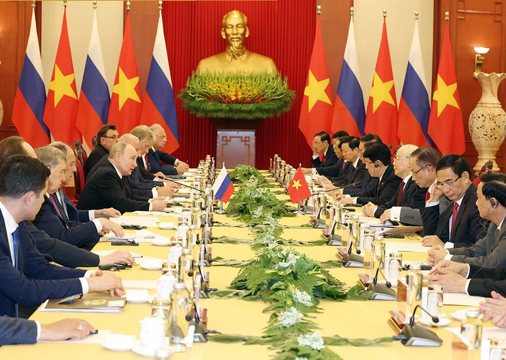 Tổng Bí thư Nguyễn Phú Trọng hội đàm với Tổng thống Liên bang Nga Vladimir Putin. Ảnh: Trí Dũng “ĐẤT NƯỚC TA CHƯA BAO GIỜ CÓ ĐƯỢC CƠ ĐỒ, TIỀM LỰC, VỊ THẾ VÀ UY TÍN QUỐC TẾ NHƯ NGÀY NAY” -0