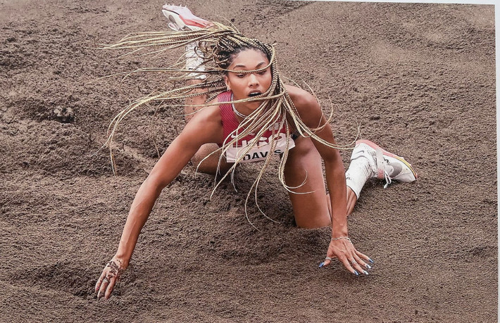 VĐV Tara Davis của Mỹ tranh tài trong trận chung kết nội dung nhảy xa nữ tại Olympics Tokyo 2020, 3.8.2021. Ảnh: Ina Fassbender/AFP Khai mạc triển lãm “Đường tới Olympic 2024” -0