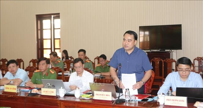 Trưởng đoàn kiểm tra Phạm Đức Hòa phát biểu tại buổi làm việc. Ảnh: Tuấn Kiệt/TTXVN Trưởng đoàn kiểm tra Phạm Đức Hòa phát biểu tại buổi làm việc. Ảnh: Tuấn Kiệt/TTXVN