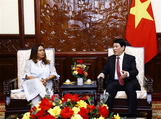Chủ tịch nước Lương Cường tiếp Đại sứ Cộng hoà Panama Nubiela Yanarith Ayala Modes đến trình Quốc thư. Ảnh: Lâm Khánh/TTXVN Chủ tịch nước Lương Cường tiếp Đại sứ Cộng hoà Panama Nubiela Yanarith Ayala Modes đến trình Quốc thư. Ảnh: Lâm Khánh/TTXVN