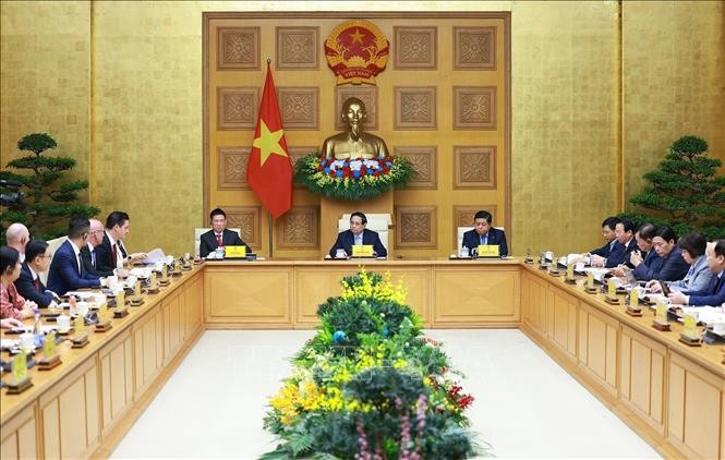 Thủ tướng Phạm Minh Chính và Phó Thủ tướng Hồ Đức Phớc, Phó Thủ tướng Nguyễn Chí Dũng chủ trì Toạ đàm với các doanh nghiệp Hoa Kỳ. Ảnh: Dương Giang/TTXVN Thủ tướng Phạm Minh Chính và Phó Thủ tướng Hồ Đức Phớc, Phó Thủ tướng Nguyễn Chí Dũng chủ trì Toạ đàm với các doanh nghiệp Hoa Kỳ. Ảnh: Dương Giang/TTXVN