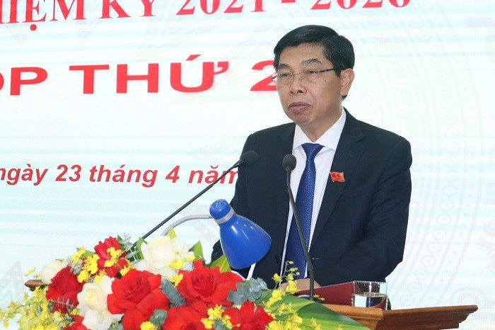 Phó Bí thư Thường trực Quận uỷ, Chủ tịch HĐND quận Lâm Quang Thao phát biểu khai mạc kỳ họp nt1.jpg