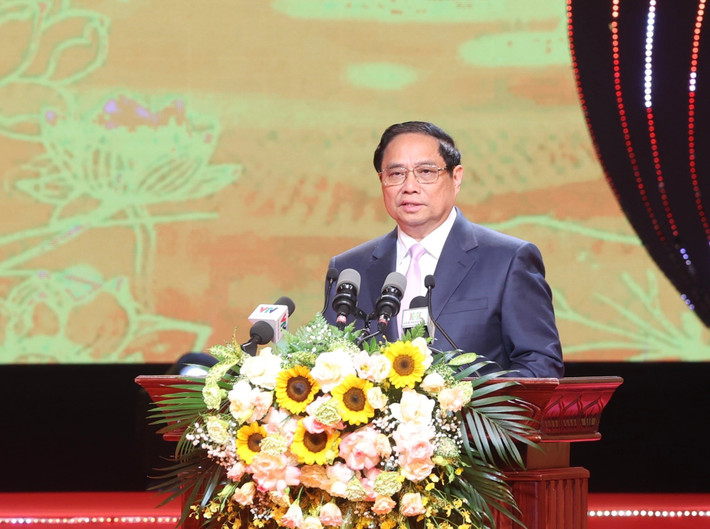 Thủ tướng Chính phủ Phạm Minh Chính, Chủ tịch Hội đồng Thi đua - Khen thưởng Trung ương phát biểu tại hội nghị. Ảnh: V.T tt-1844.jpg