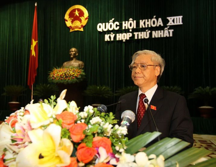 Tổng Bí thư, Chủ tịch Quốc hội Nguyễn Phú Trọng phát biểu khai mạc Kỳ họp thứ Nhất, Quốc hội Khóa XIII. Ảnh: TTXVN Tổng Bí thư, Chủ tịch Quốc hội Nguyễn Phú Trọng phát biểu khai mạc Kỳ họp thứ Nhất, Quốc hội Khóa XIII. Ảnh: TTXVN