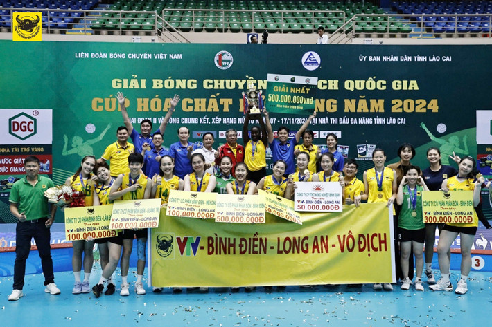 VTV Bình Điền Long An vô địch Việt Nam lần thứ năm (2009, 2011, 2017, 2018, 2024). Ảnh: ITN bdla-1731885040.jpg